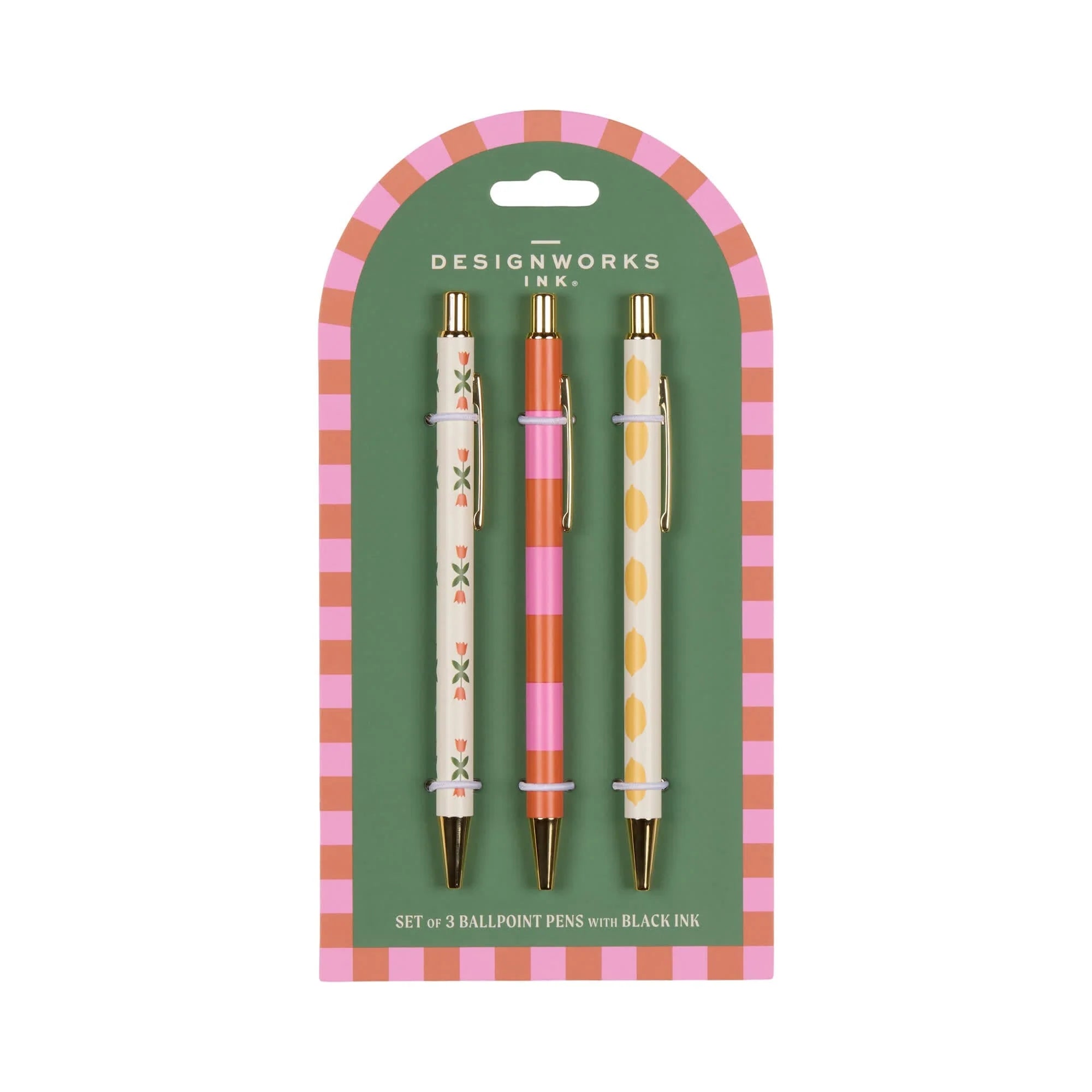 A Dopo Set Of 3 Pens - Flower, Stripe, Lemon By Designworks