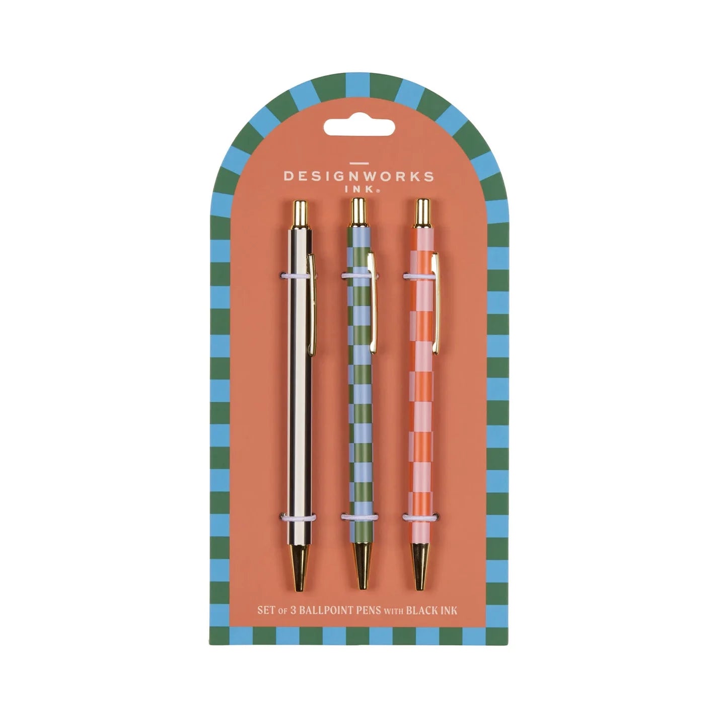 A Dopo Set Of 3 Pens - Stripes & Checks By Designworks