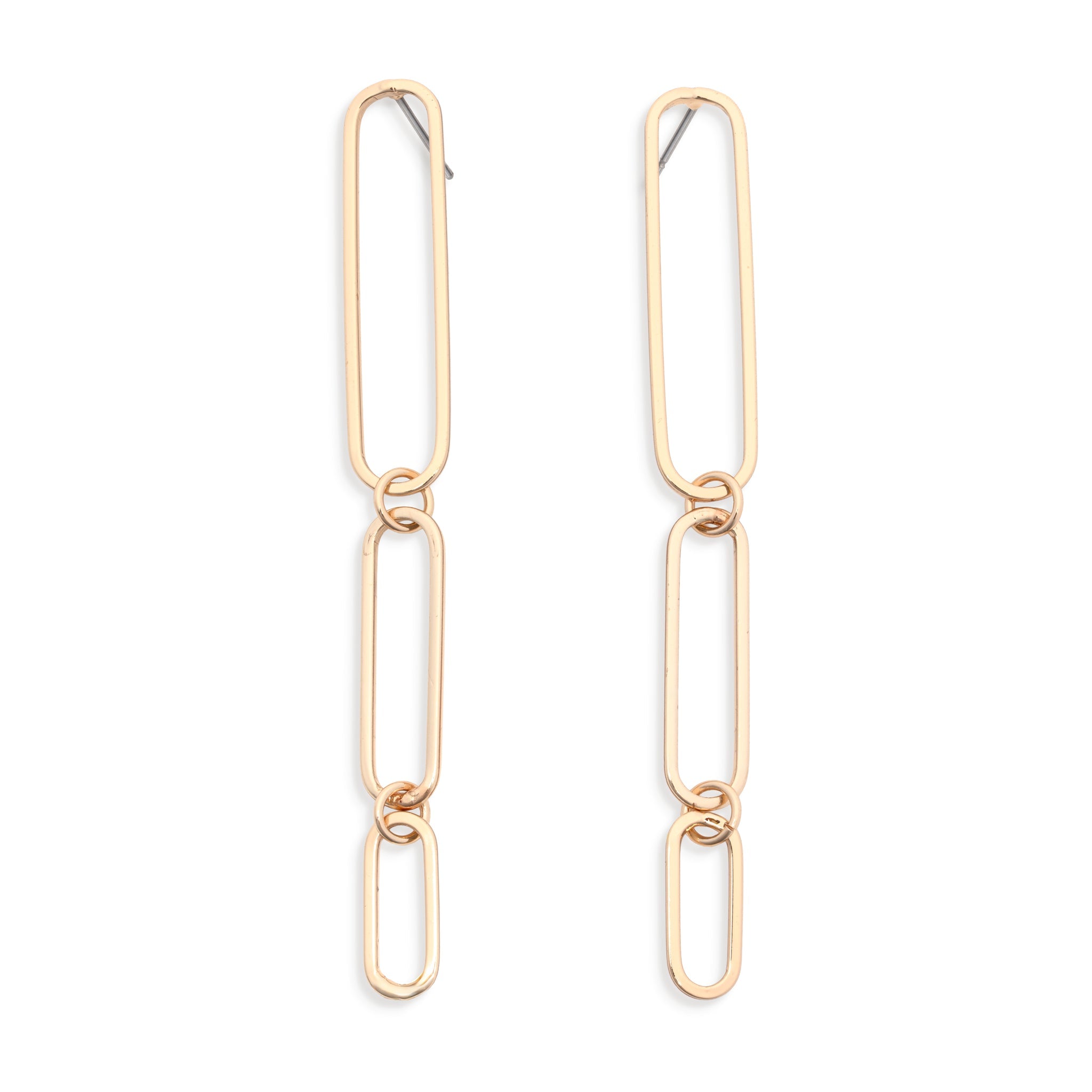 Scottie - Gold Paperclip Chain Stud Earrings by Leslie Curtis