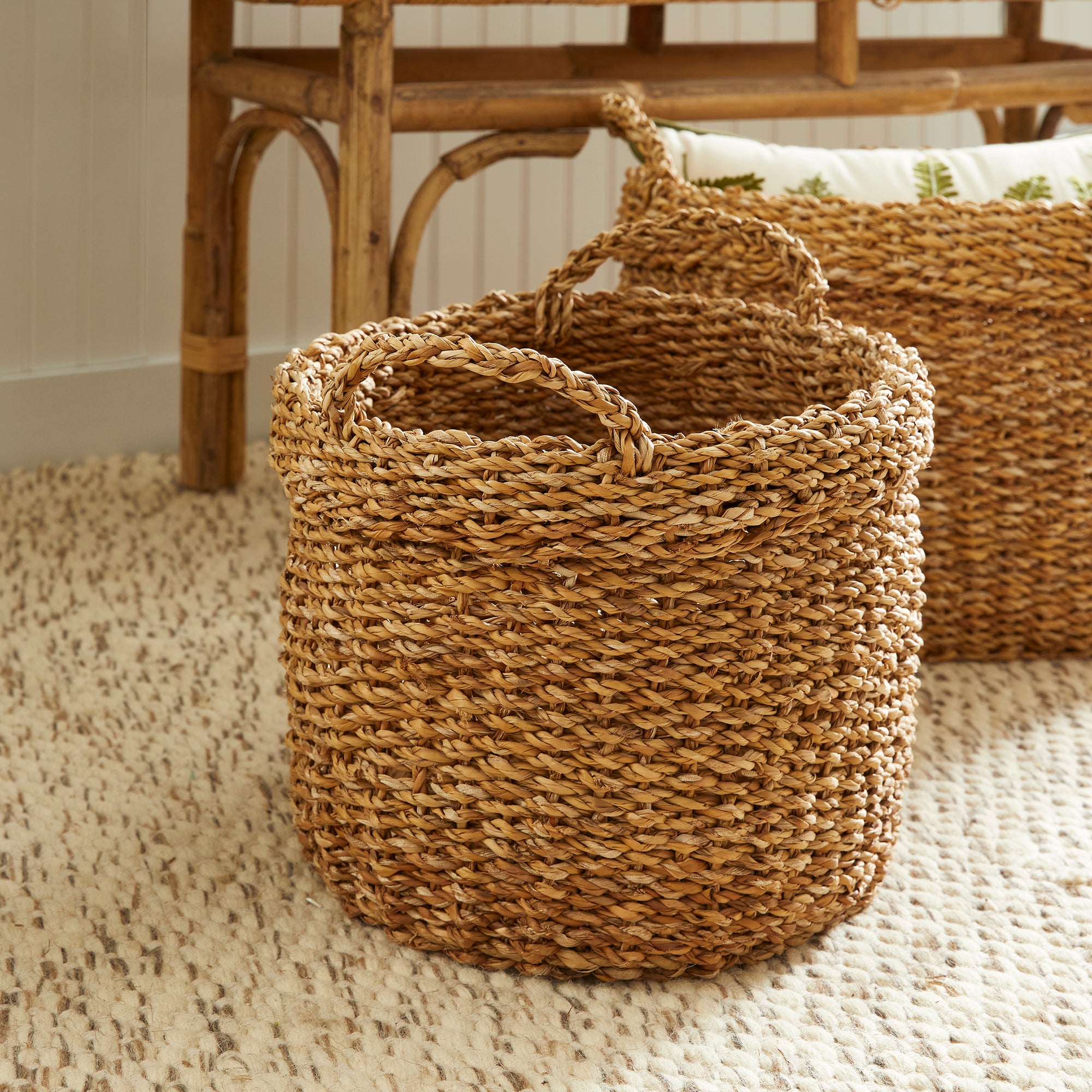 SEAGRASS OVAL BASKETS WITH HANDLES, SET OF 3 - view 4