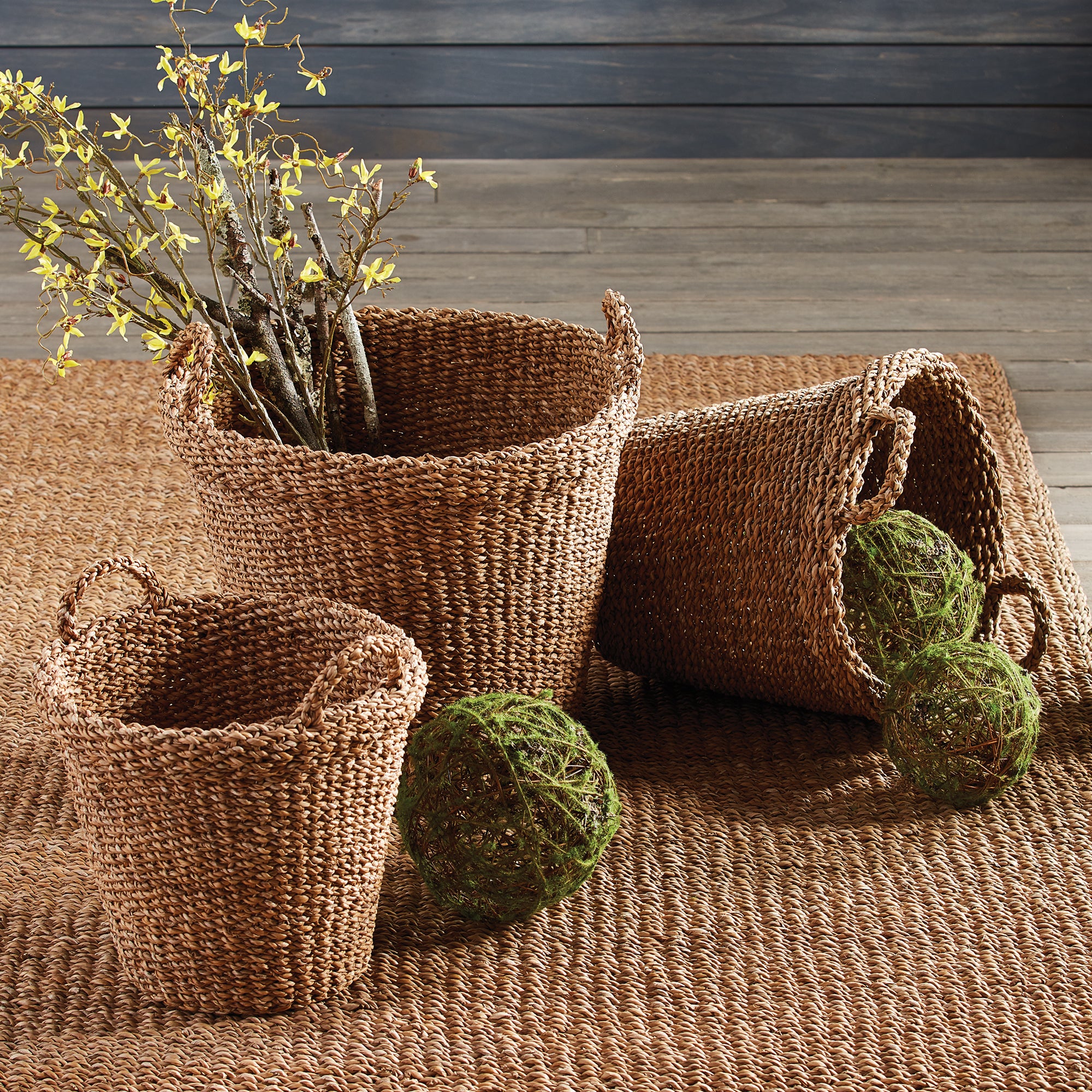 Seagrass Tapered Baskets With Handles, Set Of 3 - View 5
