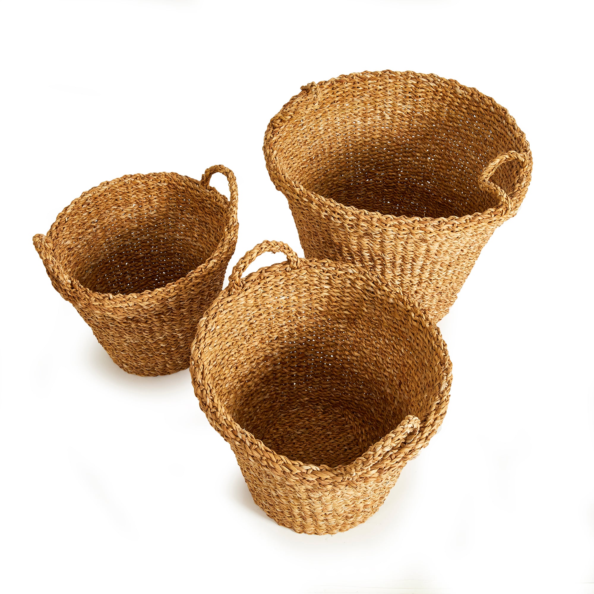SEAGRASS TAPERED BASKETS WITH HANDLES, SET OF 3 - view 3