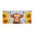 Grateful Gatherings Highland Cow and Sunflowers Flocked Coir Sassafras Mat, 22"x10”