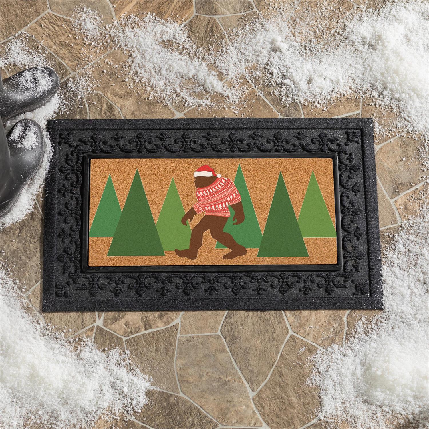 High Country Bigfoot Christmas Flocked Coir Sassafras Switch Mat