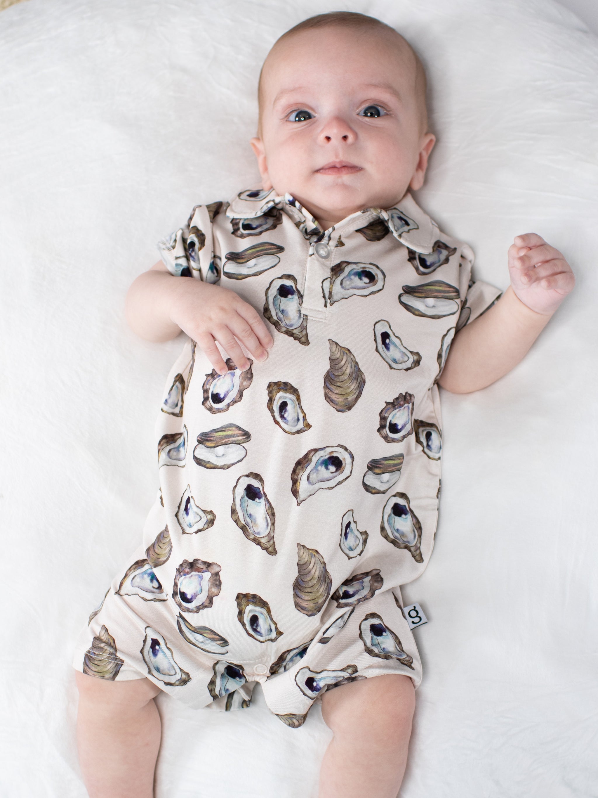 SS Polo Romper - Oysters by Goosies - A. Dodson's
