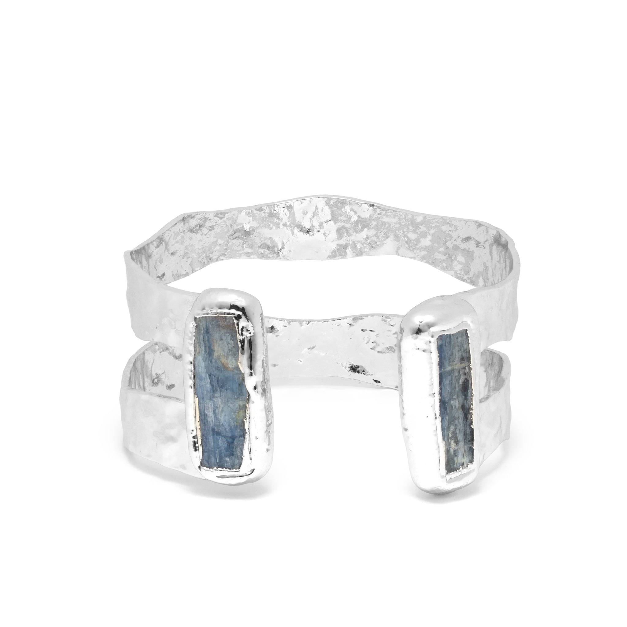 Sterling - Silver Blue Quartz Adjustable Cuff by Leslie Curtis