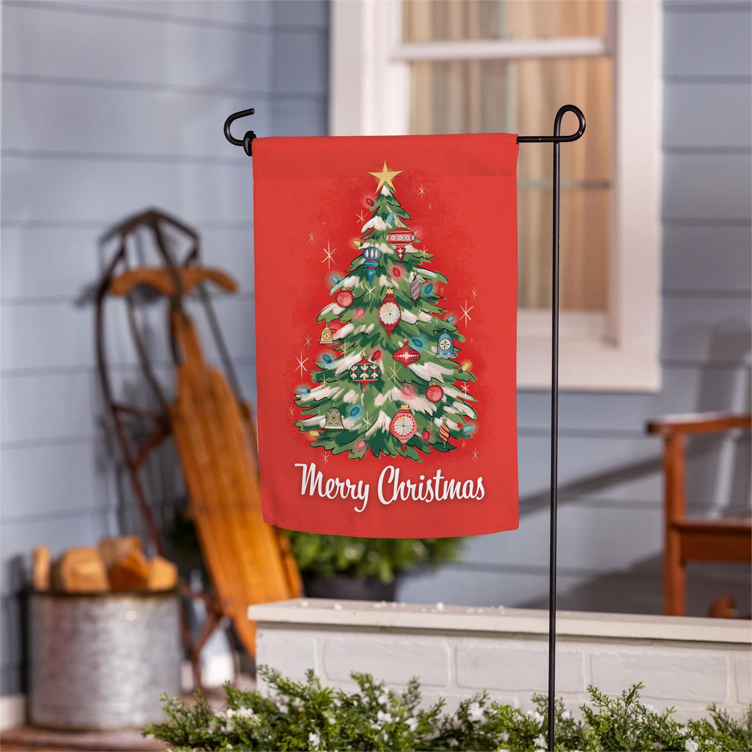 Heartfelt Cheer Christmas Tree Suede Garden Flag