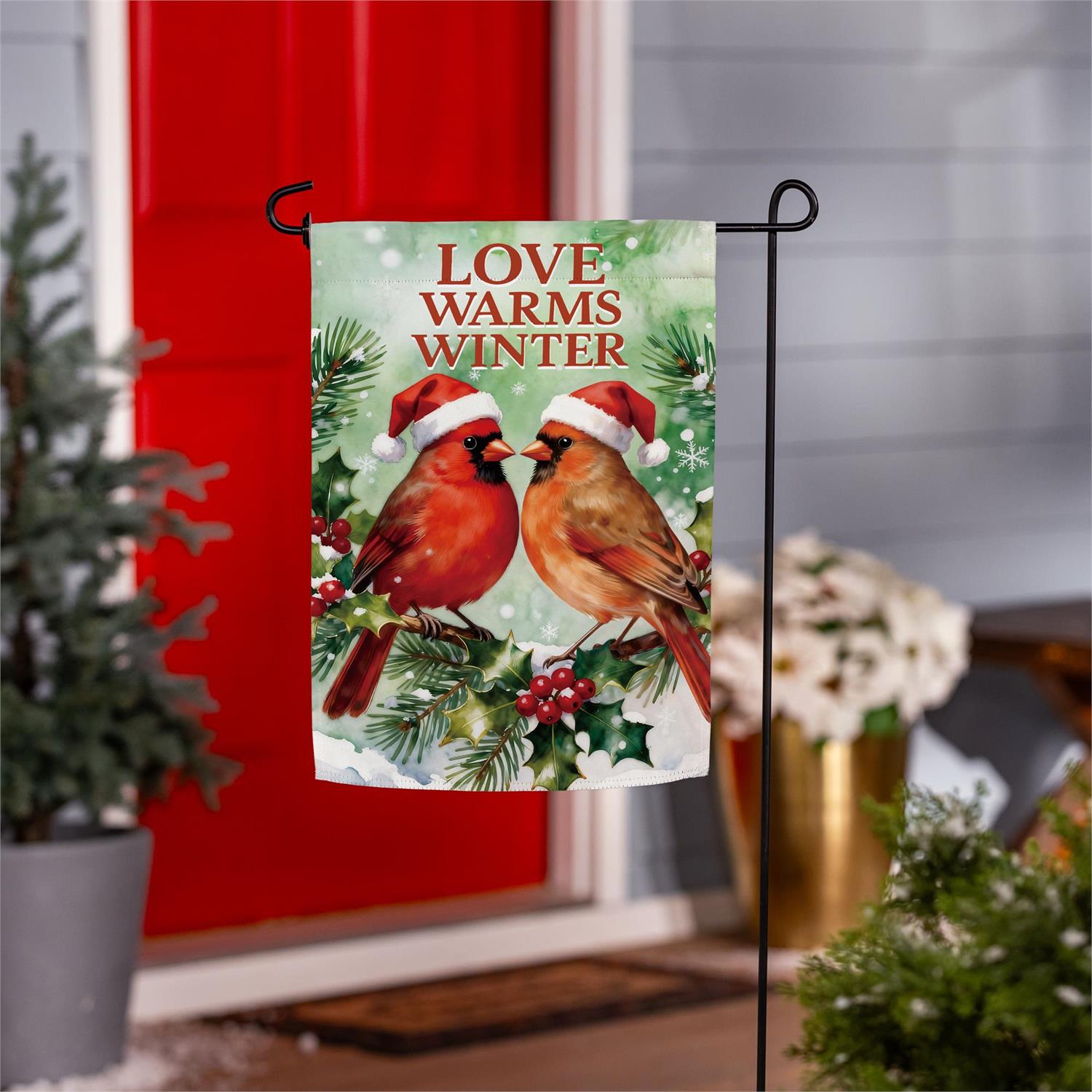 Snowbirds Love Warms Winter Suede Garden Flag