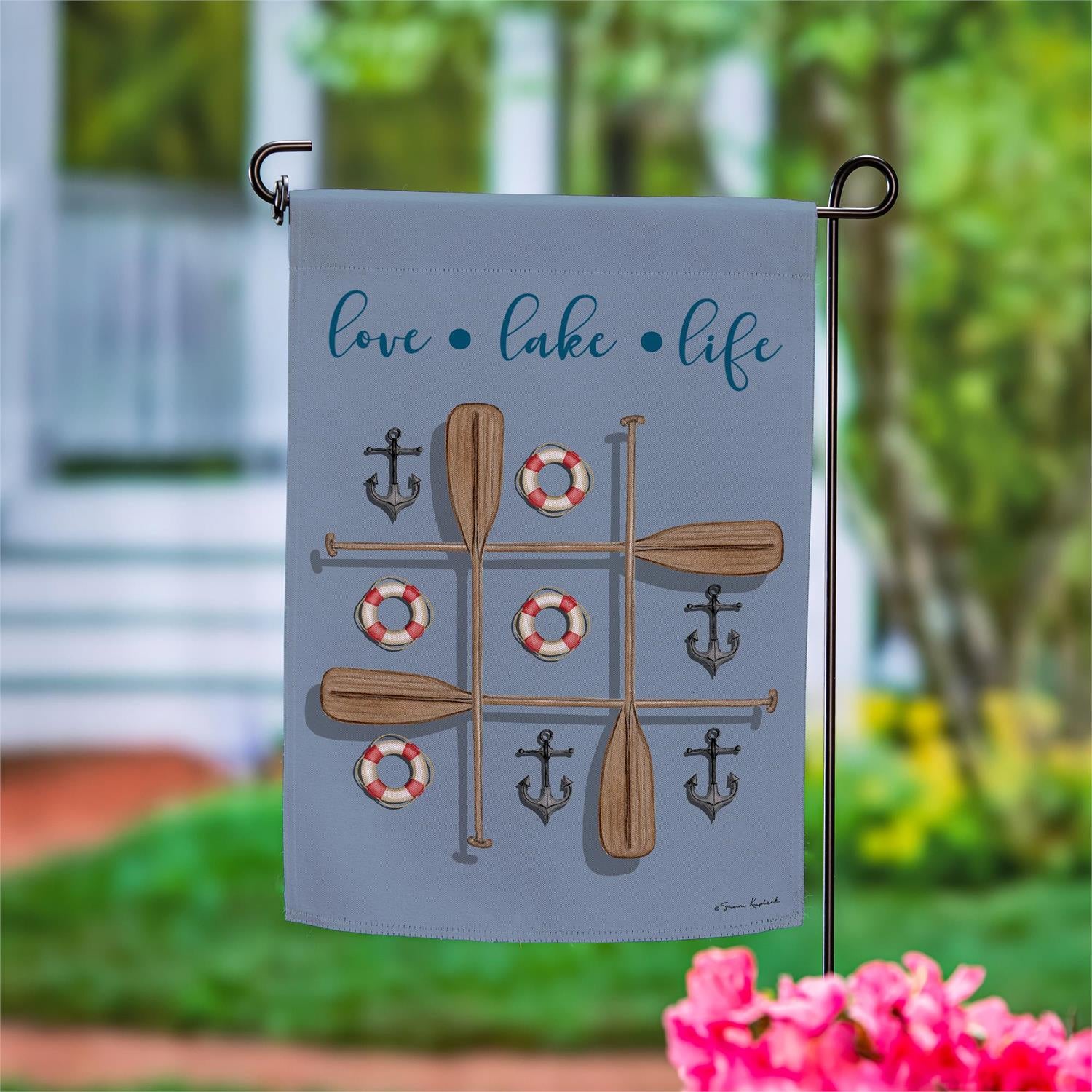 Lake Life Suede Garden Flag