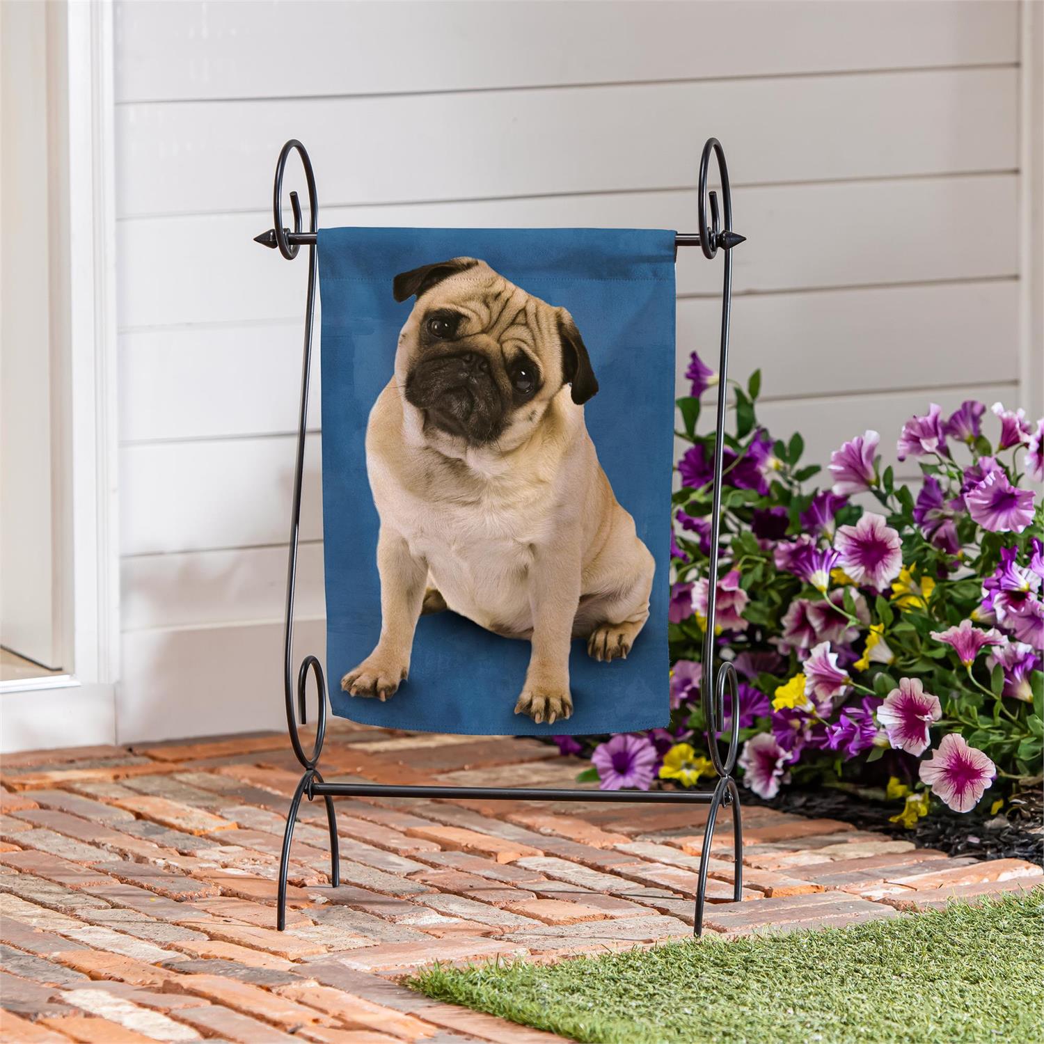 Pet Central Photo Dogs, Pug Suede Garden Flag by Evergreen