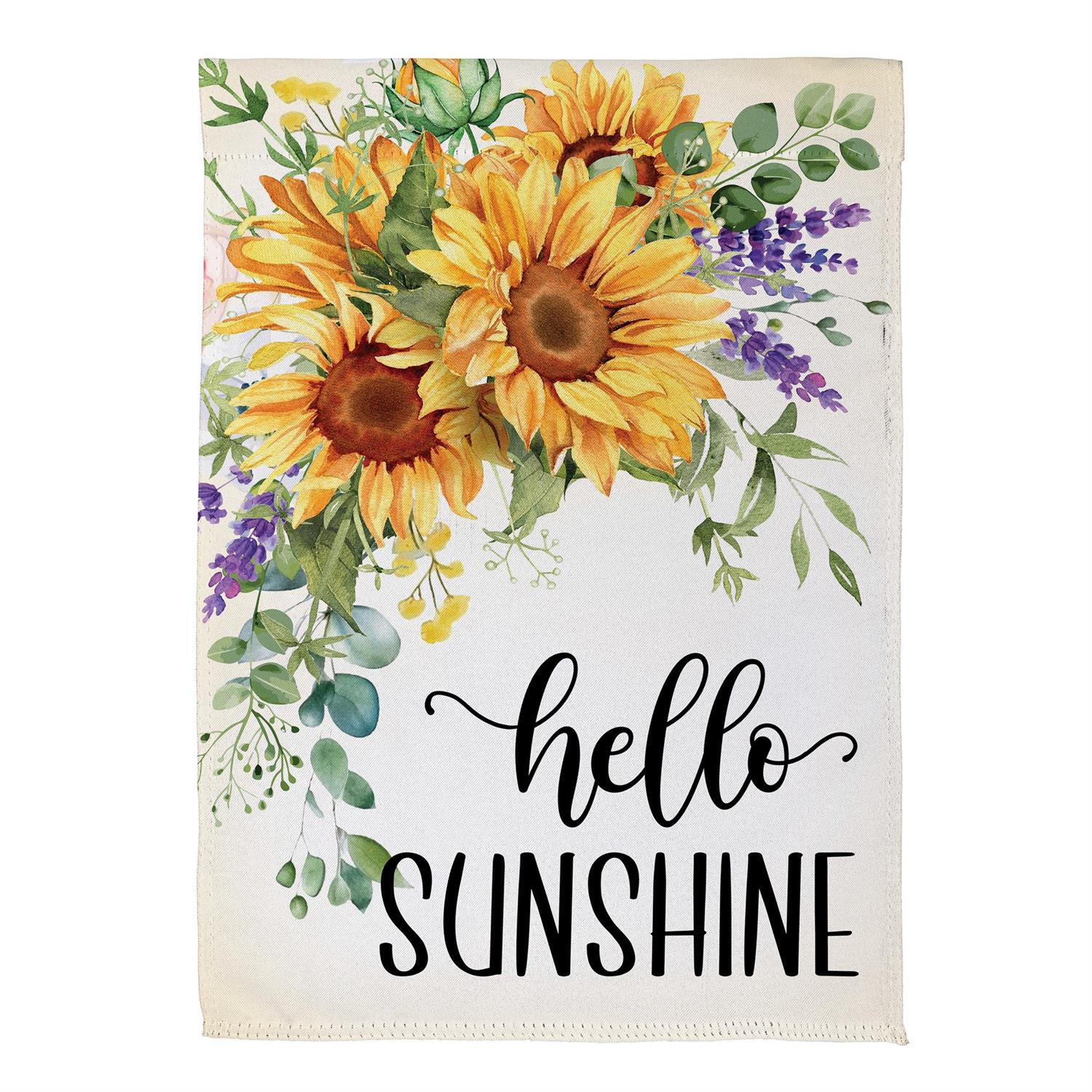 Hello Sunshine Sunflower Suede Garden Flag by Evergreen