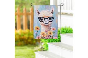 Floral Llama Suede Garden Flag