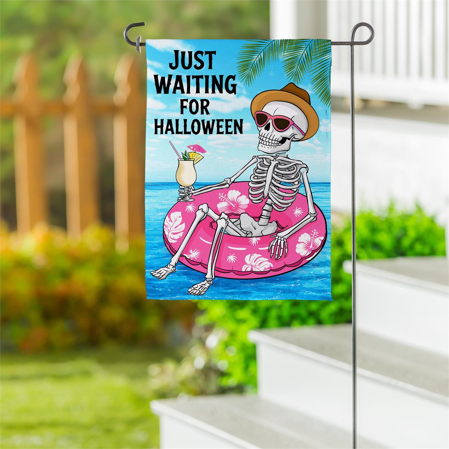Just Waiting for Halloween  Suede Garden Flag