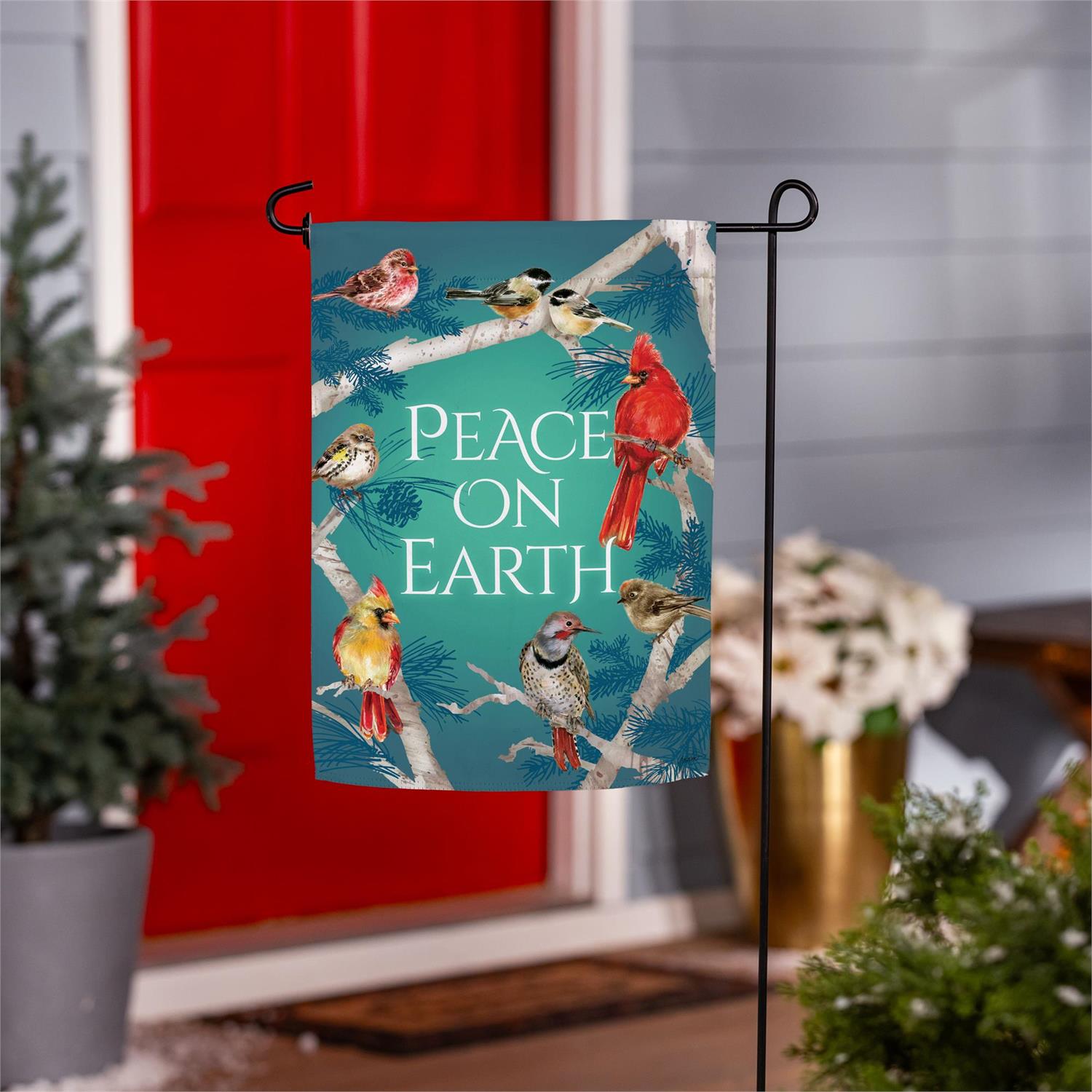 Peace On Earth Birds Suede Garden Flag