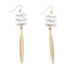 Birdie - Pearl Stack, Gold Feather Earring