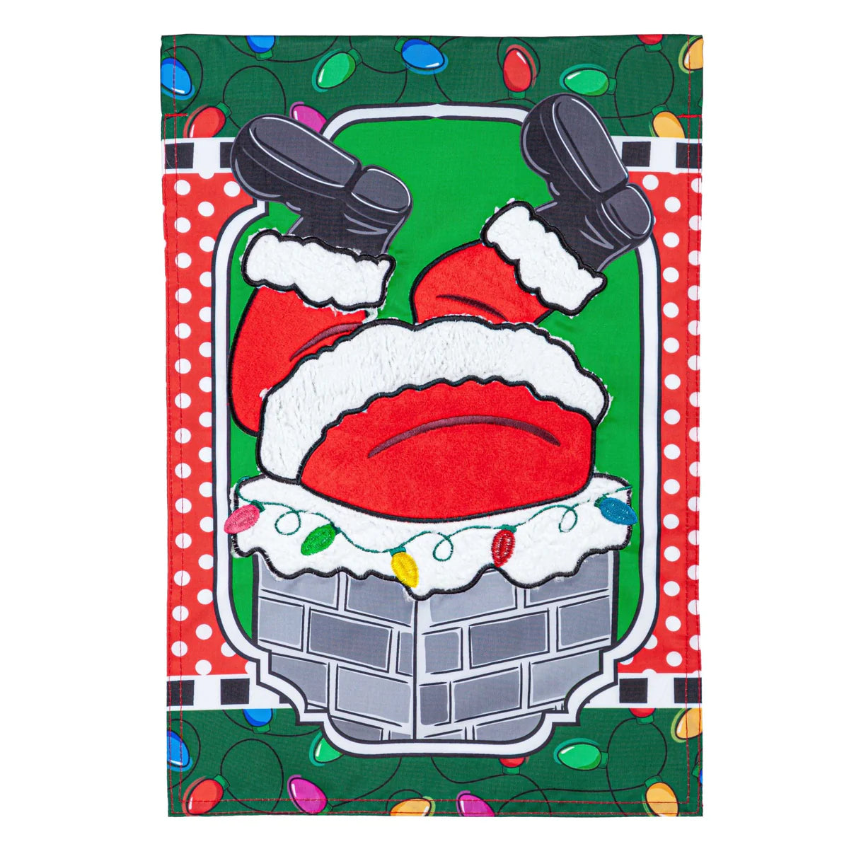 Santa's Coming Down the Chimney Applique Garden Flag - A. Dodson's