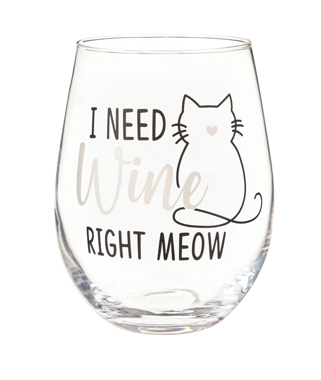 17 oz Stemless Glass w/ Gift Box- I Need Wine Right Meow - A. Dodson's