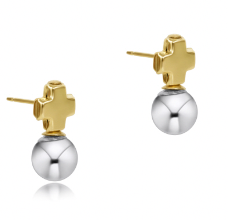 Signature Cross Mixed Metal Stud - Classic Sterling by enewton