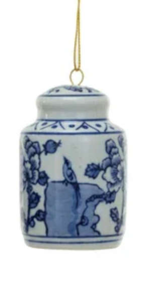 Stoneware Ginger Jar Ornament, Blue & White, 6 Styles