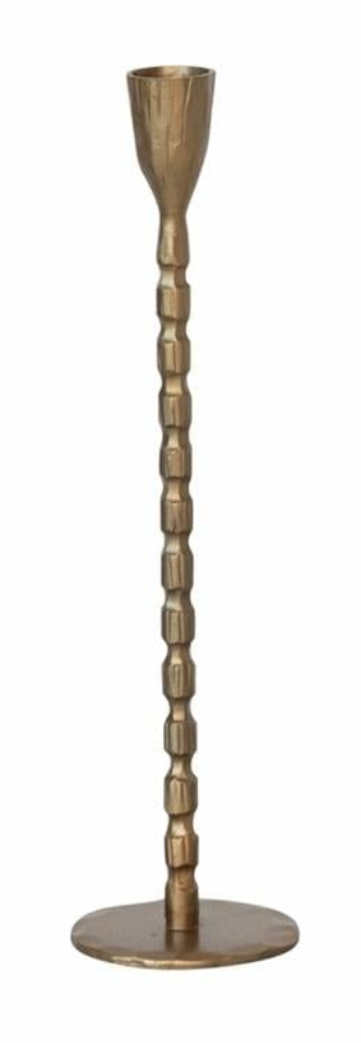 Hand-Forged Cast Metal Taper Holders, Brass Finish