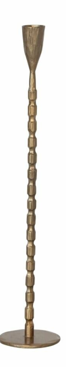 Hand-Forged Cast Metal Taper Holders, Brass Finish