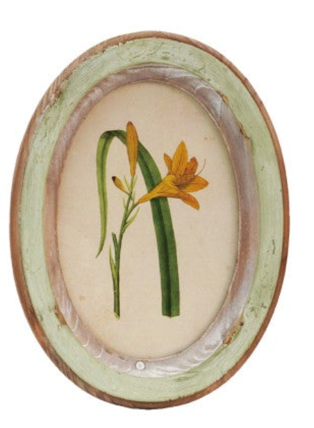 Wood Framed Glass Wall Décor with Flower, 9 Styles