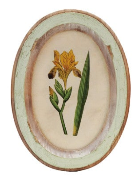Wood Framed Glass Wall Décor with Flower, 9 Styles