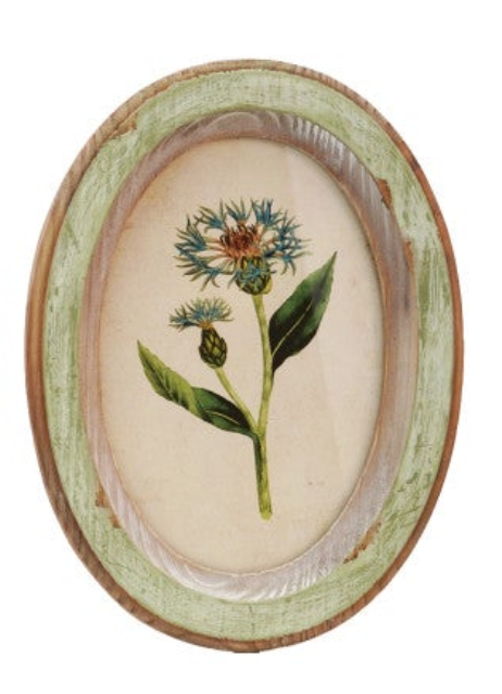 Wood Framed Glass Wall Décor with Flower, 9 Styles