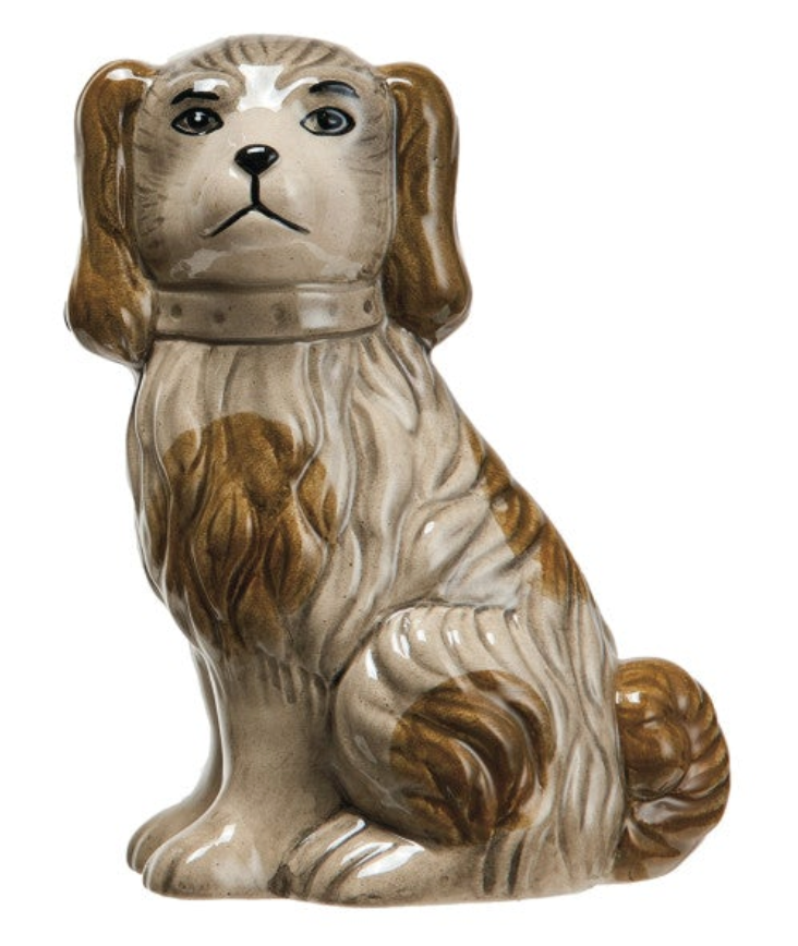 Brown English Staffordshire Dog Hand-Painted Vintage Reproduction Vase