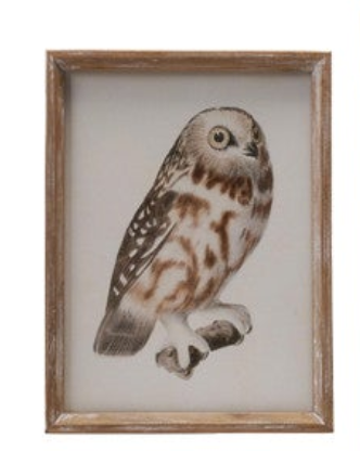 Wood Framed Glass Wall Décor with Bird Images, 6 styles