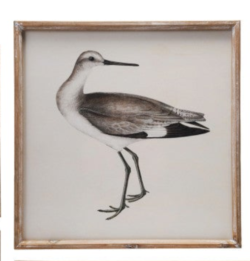 Wood Framed Glass Wall Décor with Bird Images, 6 styles