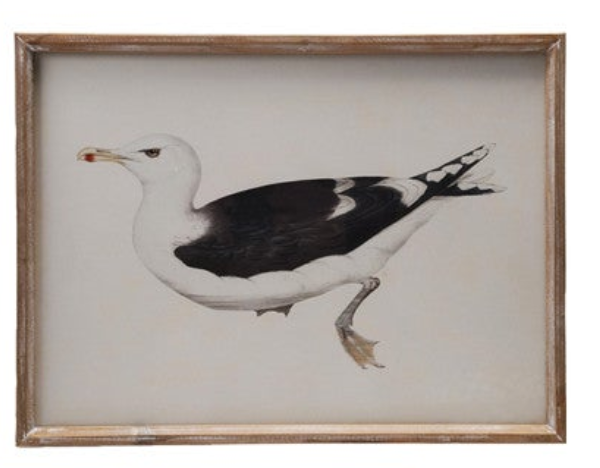 Wood Framed Glass Wall Décor with Bird Images, 6 styles