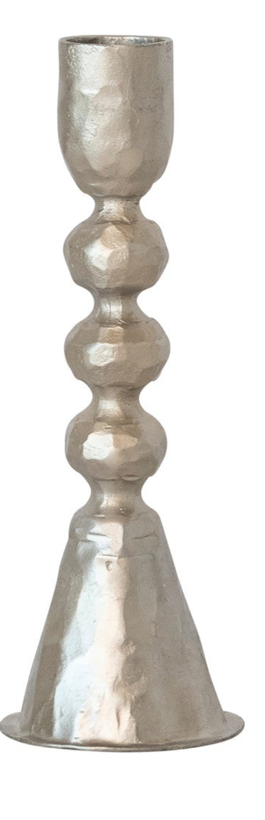 Hand-Forged Cast Iron Taper Holders, Nickel Finish