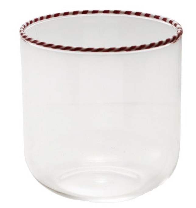 10 oz. Drinking Glass with Striped Rim, 4 Colors