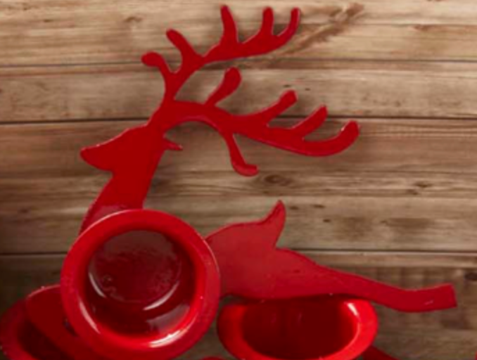 Red Snowflake or  Reindeer Taper Holder