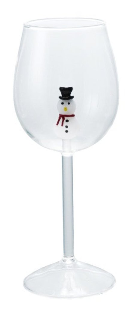 16 oz. Stemmed Wine Glass with Holiday Figure Inside, 4 Styles
