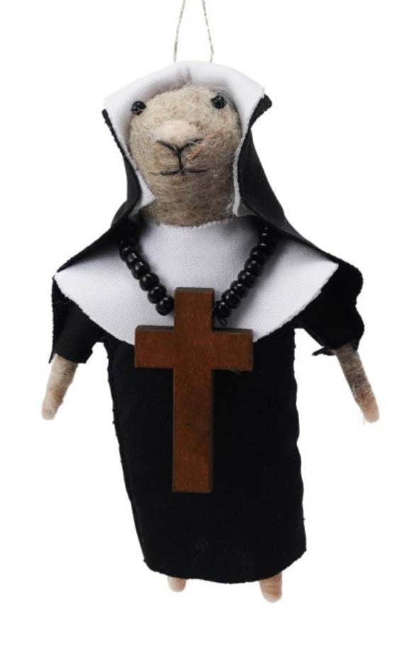6"H Handmade Wool Felt Religious Mouse Ornament, 3 Styles