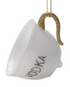 3-3/4"L Glass Teacup Ornament with Alcohol Name, White, 6 Styles