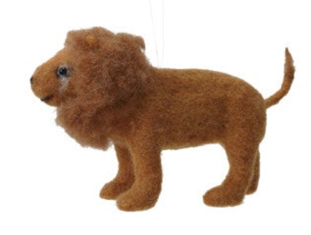 Handmade Wool Felt Safari Animal Ornament with Wreath, 5 Styles