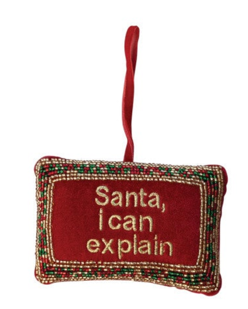 Handmade Beaded Velvet Pillow Ornament with Embroidery, 4 Styles