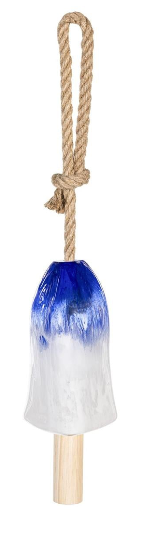 Blue Coastal Garden Bell, Glass, Ombre Blue