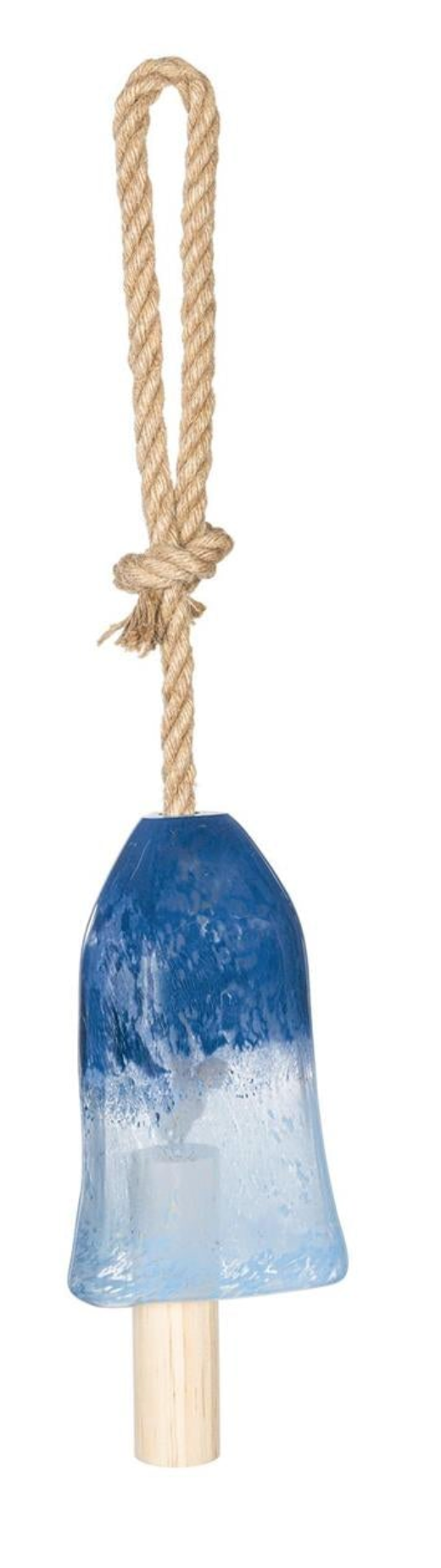 Blue Coastal Garden Bell, Glass, Ombre Blue