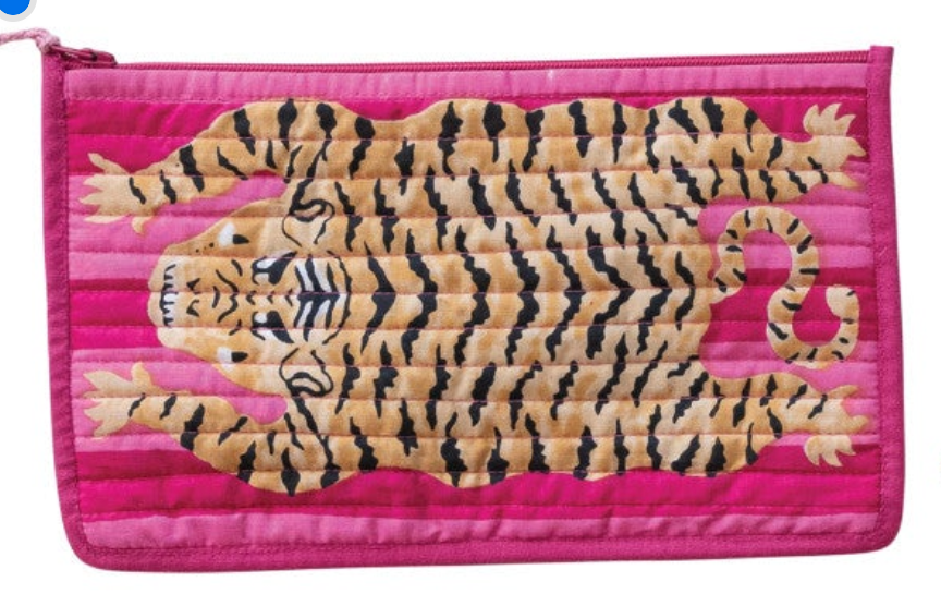 Cotton Voile Printed Zip Pouch with Interior Coating, 4 Colors