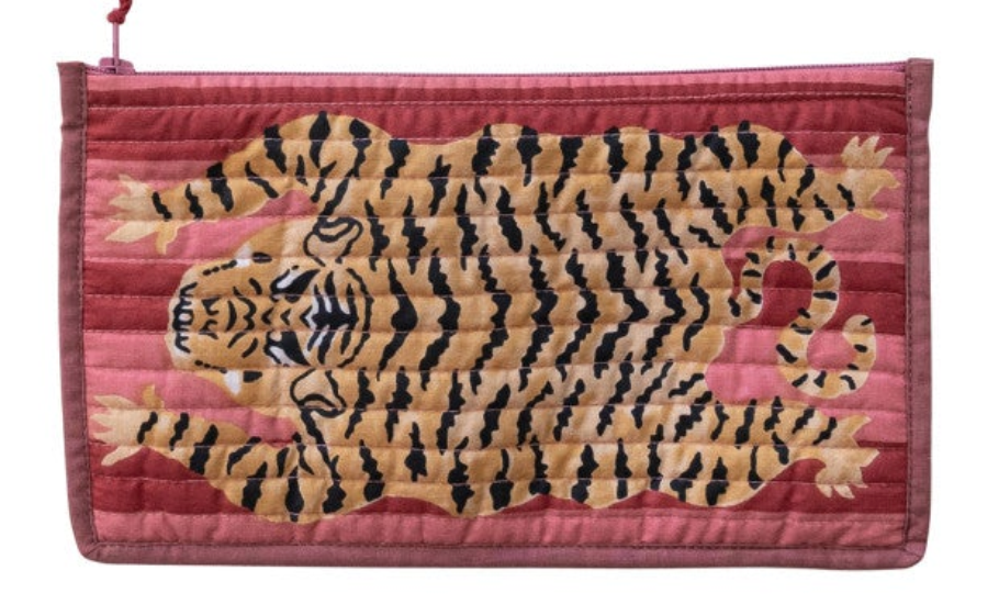 Cotton Voile Printed Zip Pouch with Interior Coating, 4 Colors