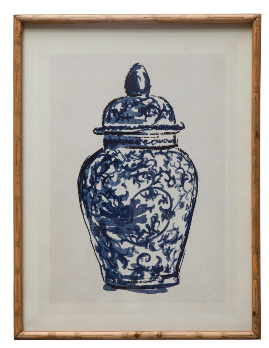 Wood Framed Glass Wall Décor w/ Cachepot, Blue & White, 2 Styles