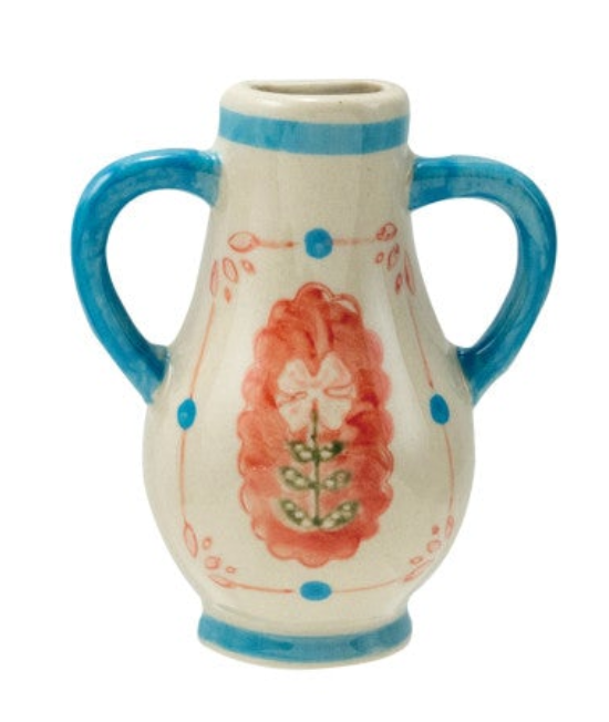 Hand-Painted Stoneware Mini Vase Magnet w/ Design, 6 Styles