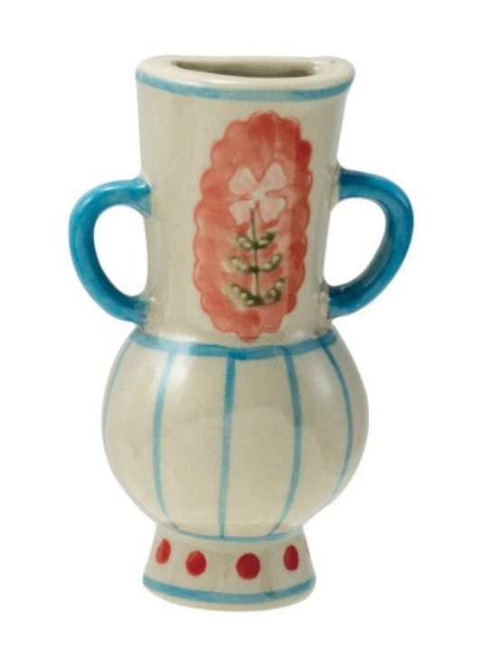 Hand-Painted Stoneware Mini Vase Magnet w/ Design, 6 Styles