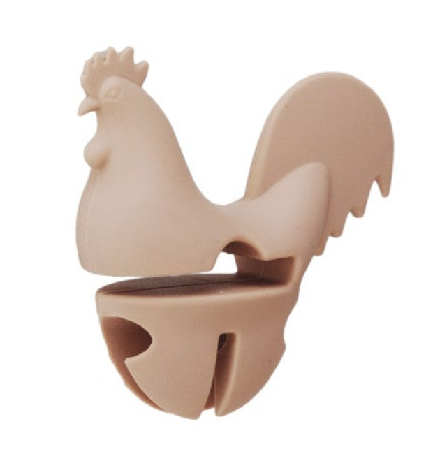 Silicone Rooster Shaped Lid/Spoon Holder, 4 Colors