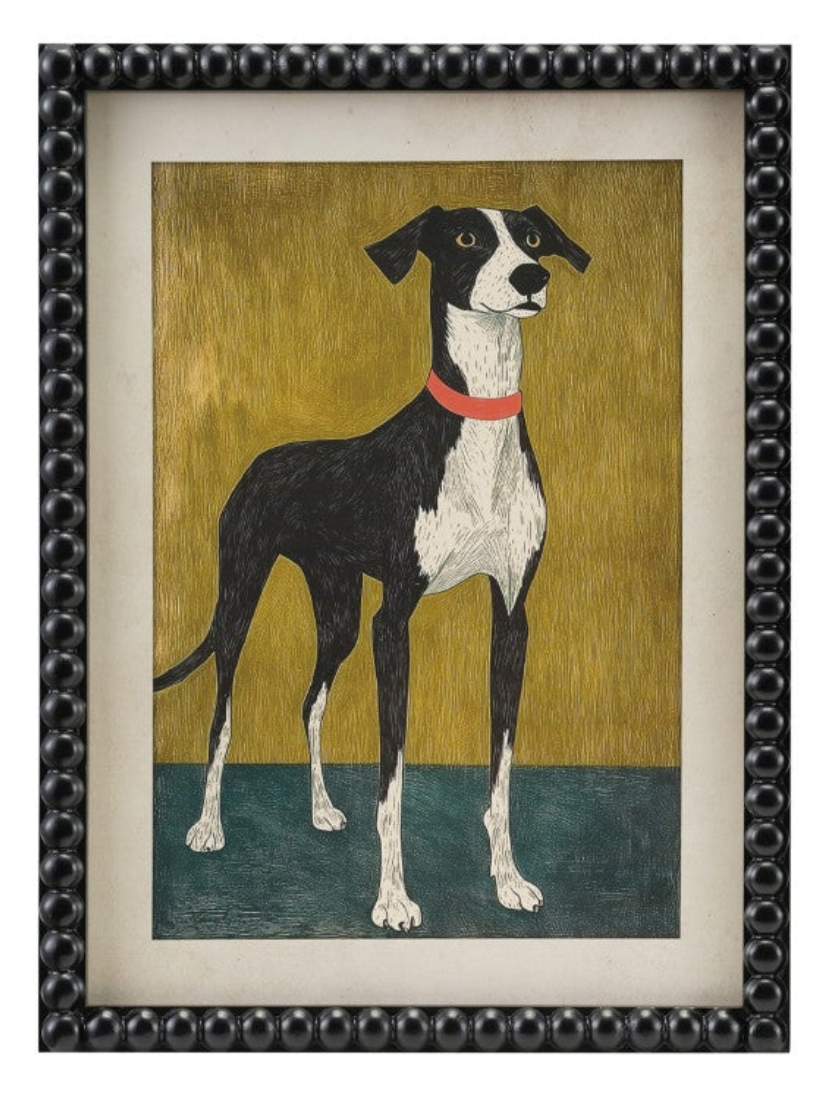 Wood Framed Glass Wall Decor with Dog & Bobbin Frame, 2 Styles