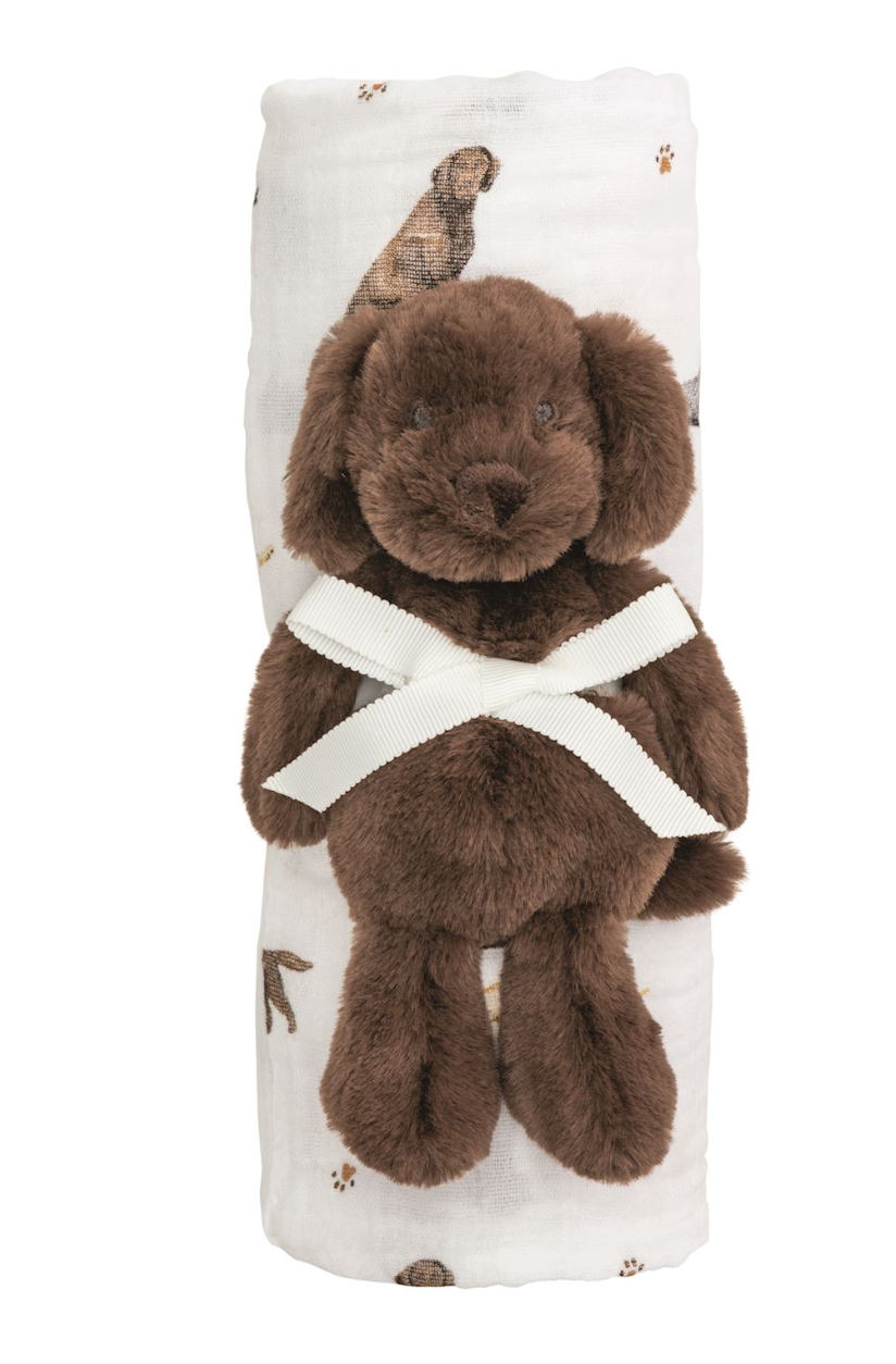 Lab Swaddle & Rattle Set